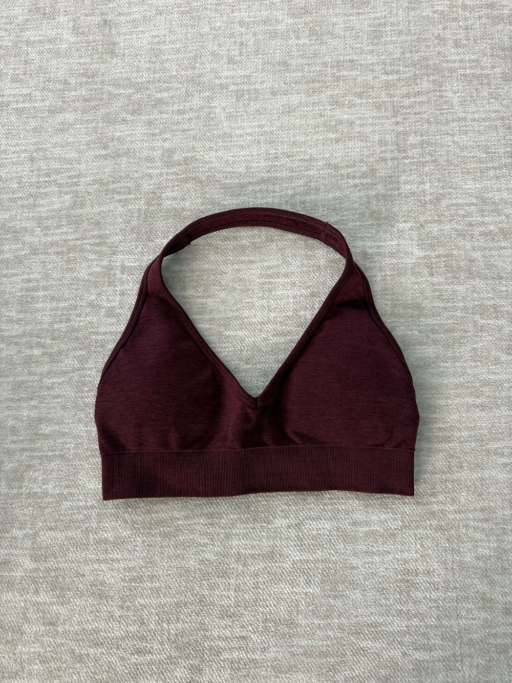 YoungLA Core Seamless Halter Bra — Burgundy Silk - Picture 2 of 5